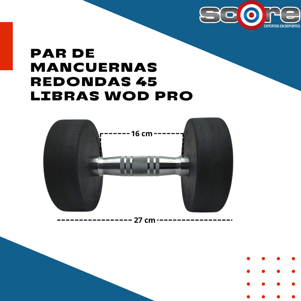 Par de mancuernas redondas 45 Libras Wod Pro | Score México